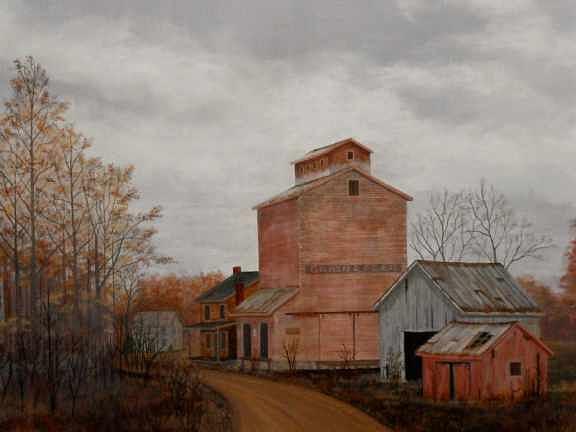Rural Landscape Painting - Old Grain Elevator by Dale Lewis Rural Landscape Painting - Old Grain Elevator by Dale Lewis