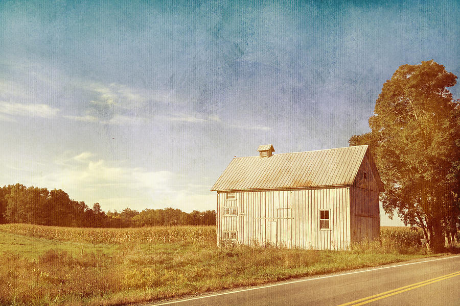 Old Gray Barn in the Country with Blue Sky Photograph by Brooke T Ryan