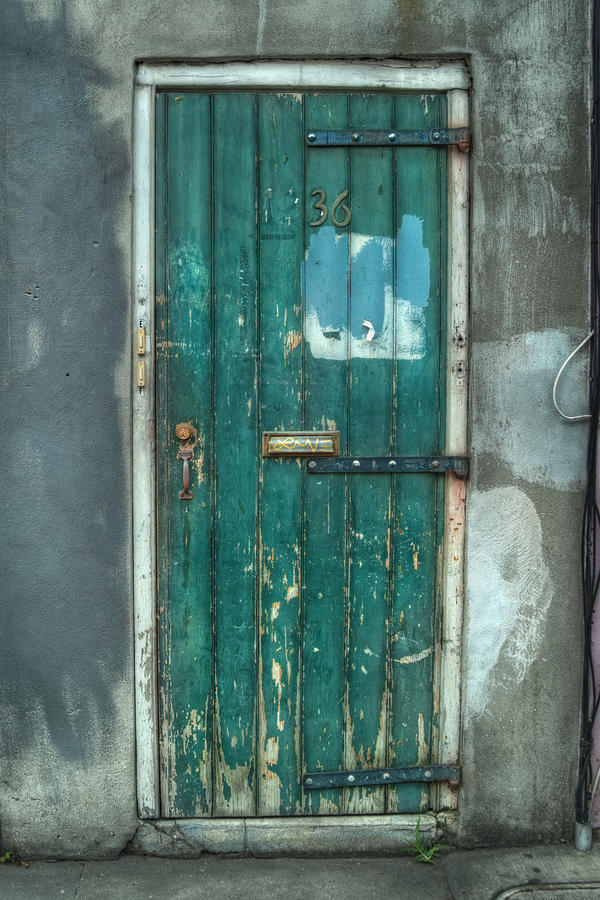 New Orleans Photograph - Old Green Door in Quarter by Brenda Bryant