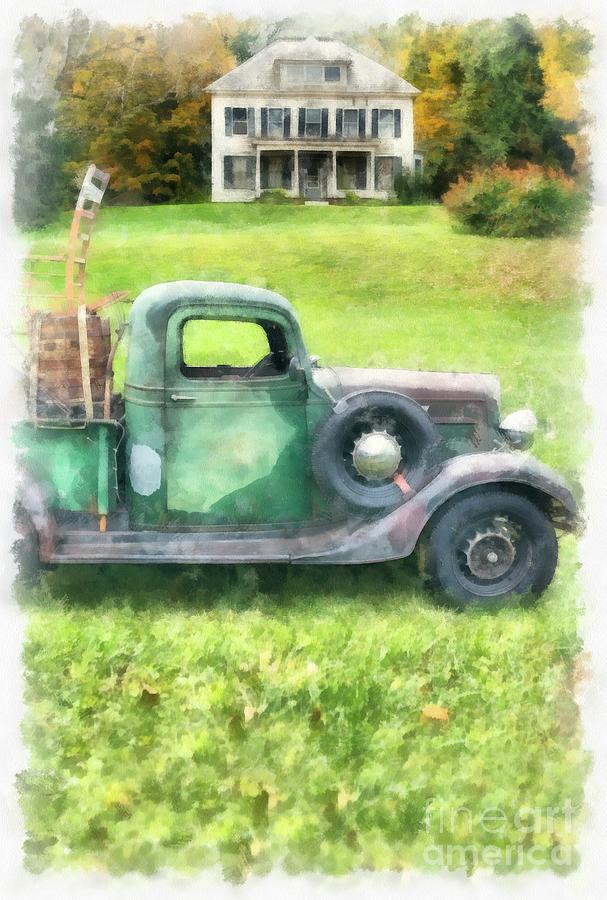 Old Green Pickup Truck Photograph