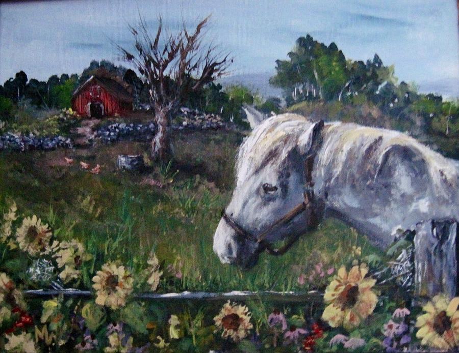 Old grey mare Painting by Megan Walsh