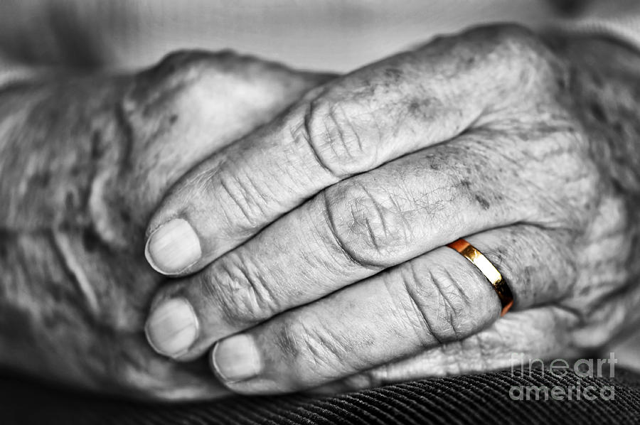 Nail Photograph - Old hands with wedding band 2 by Elena Elisseeva