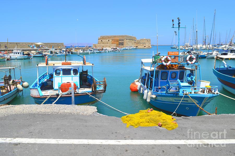 Old Harbor  And Koules The Venetian Medieval Fortress From Heraklion Crete Greece  Photograph by Ana Maria Edulescu