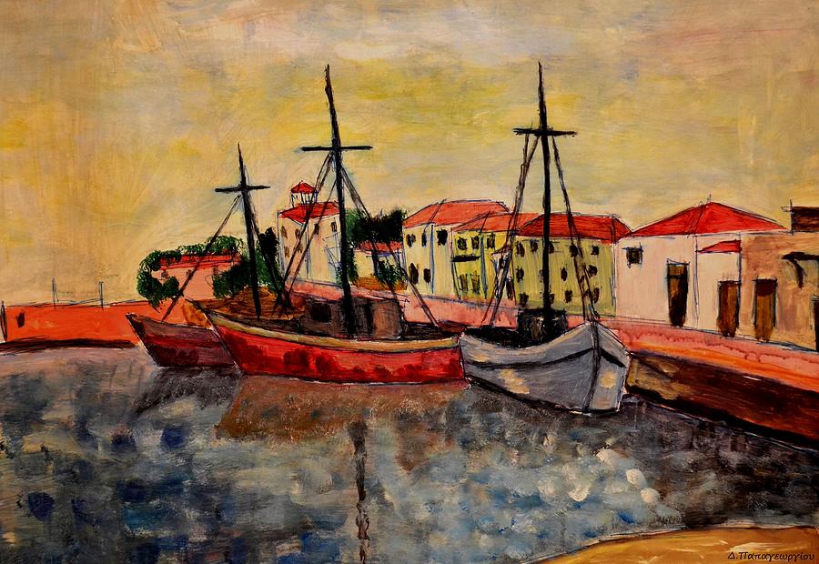 Greek Painting - Old Harbour by Dimitra Papageorgiou