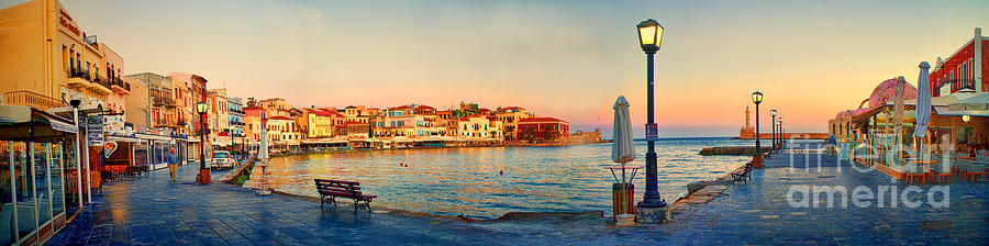 Greek Photograph - Old Harbour in Chania Crete Greece by David Smith