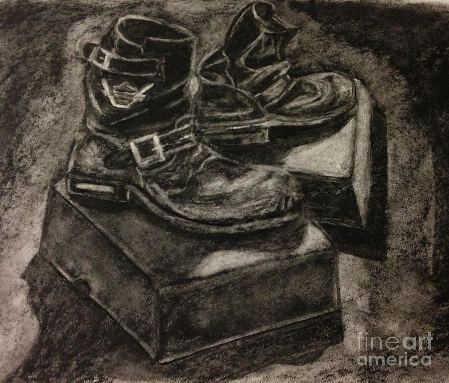 Old Harley Boots Drawing by Brigitte Emme