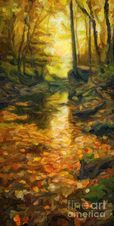 Nature Painting - Old Hidden Creek by Celestial Images