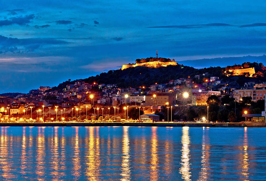 Old historic Sibenik night view Photograph by Brch Photography