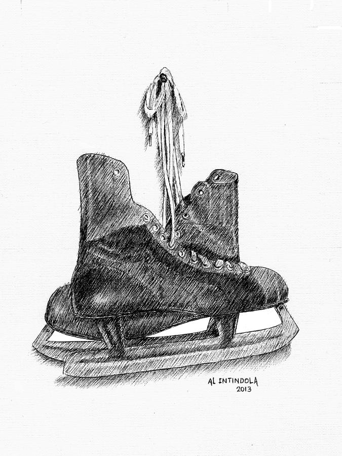 Old Hockey Skates Drawing by Al Intindola