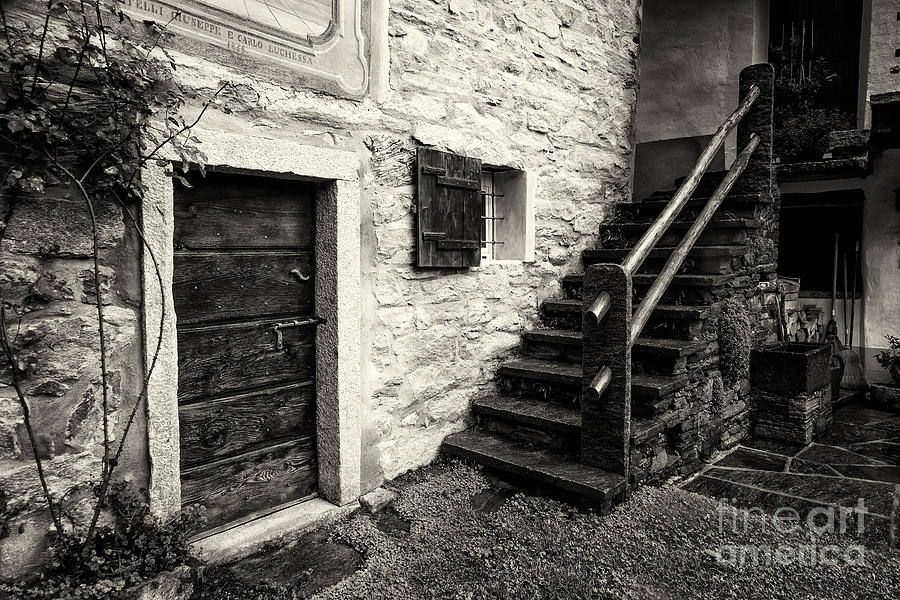 Old Home and Stairway BW Photograph by Timothy Hacker