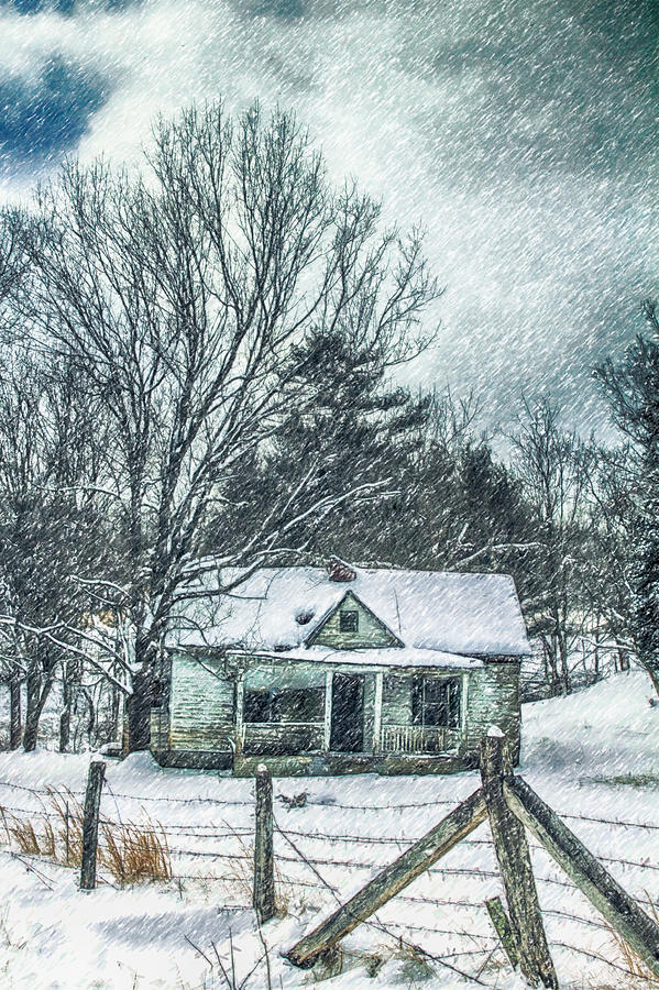 Old Homestead in a Blizzard Photograph by John Haldane