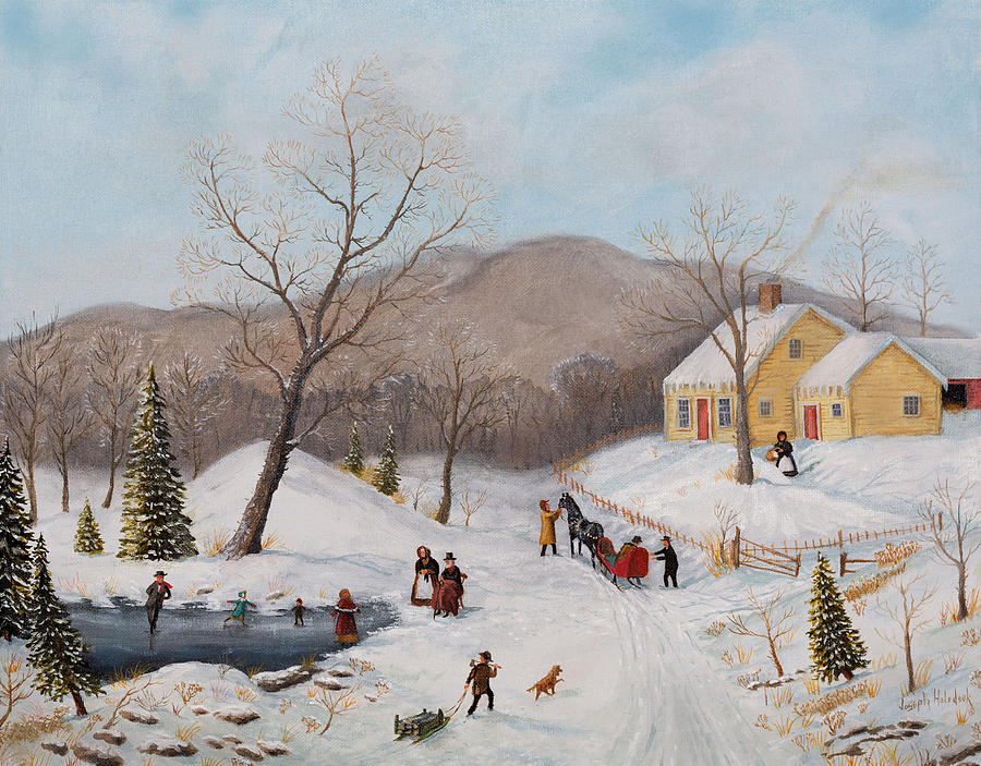 Old Homestead in Winter Painting by Joseph Holodook - Fine Art America