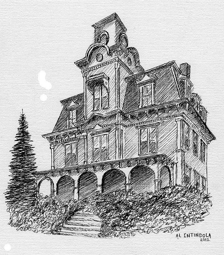 Old house sketch stock illustration. Illustration of tower - 10974125