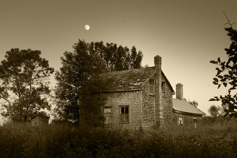 Old House In Moonlight Photograph