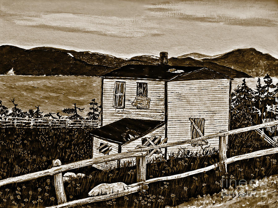 Old House in Sepia Painting by Barbara A Griffin