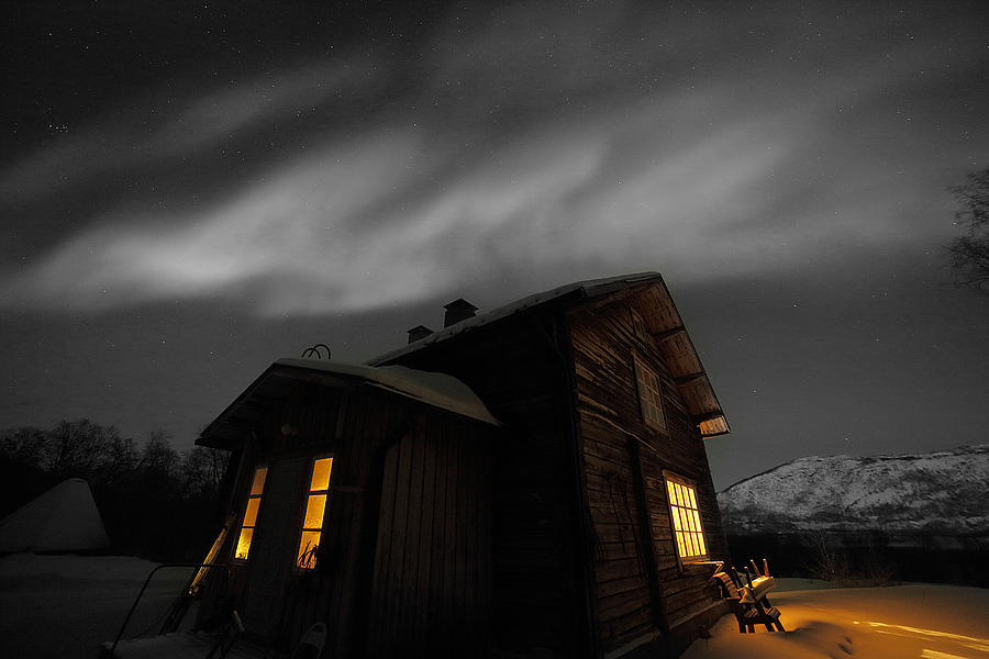 Old House under the Northern Lights Photograph by Pekka Sammallahti