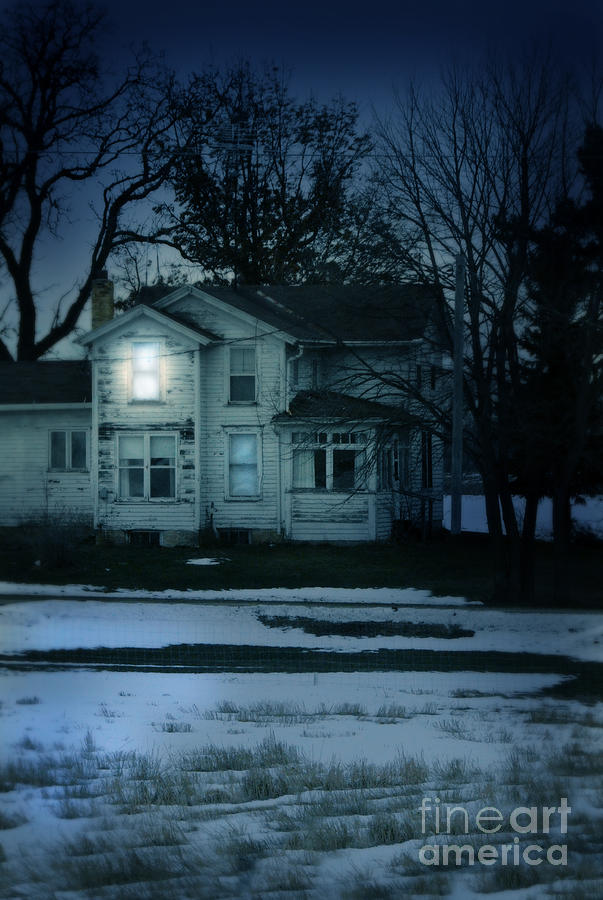Old House Window Lit at Night Photograph by Jill Battaglia