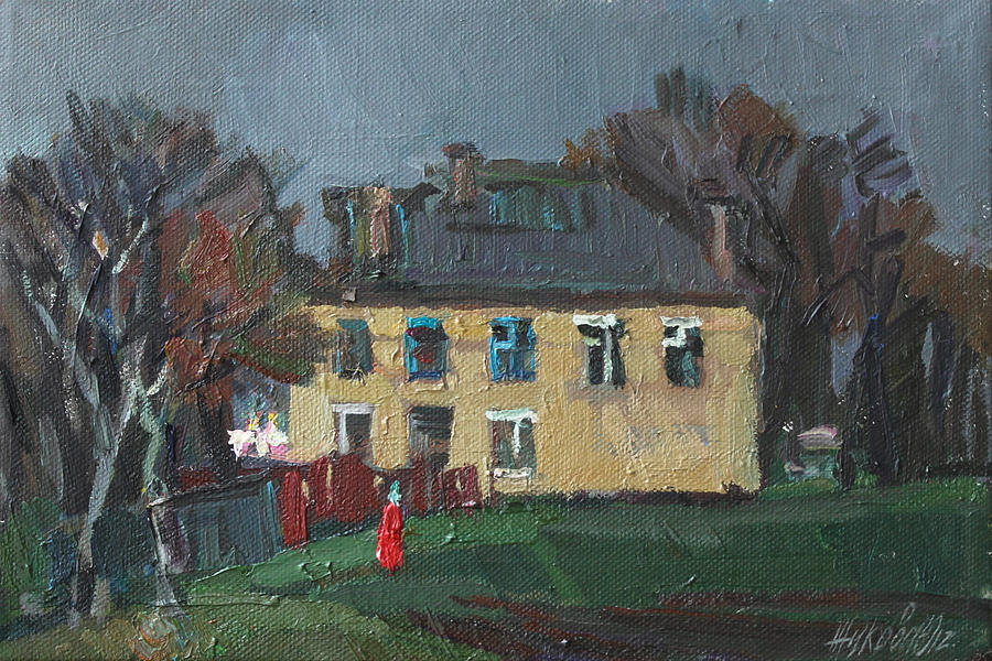 Old house with colored windows Painting by Juliya Zhukova
