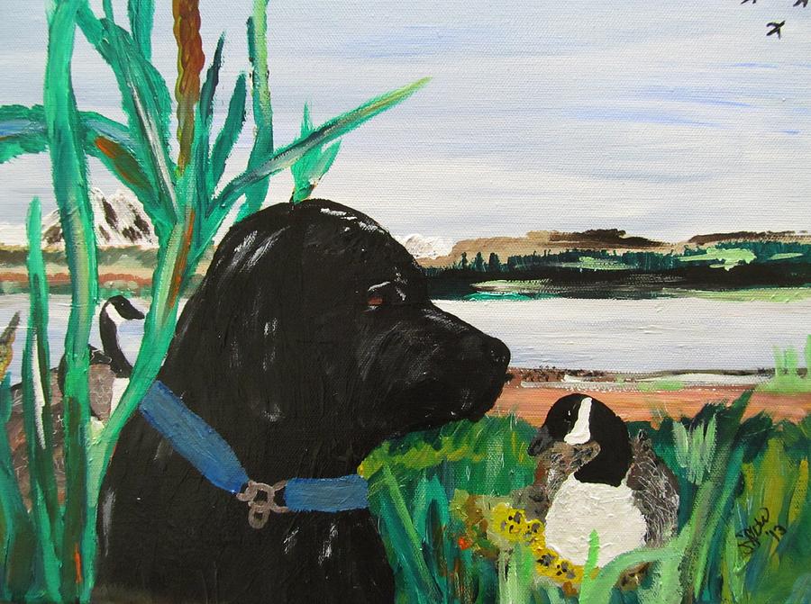 Geese Painting - Old Hunter the Dog by Susan Voidets