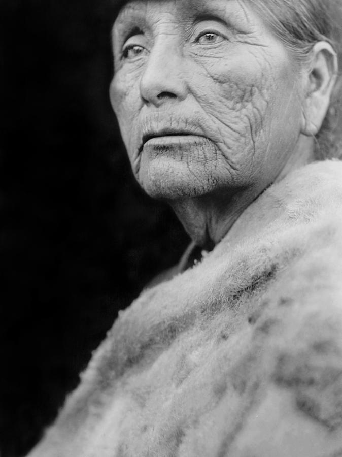 Edward Sheriff Curtis Photograph - Old Hupa woman circa 1923 by Aged Pixel