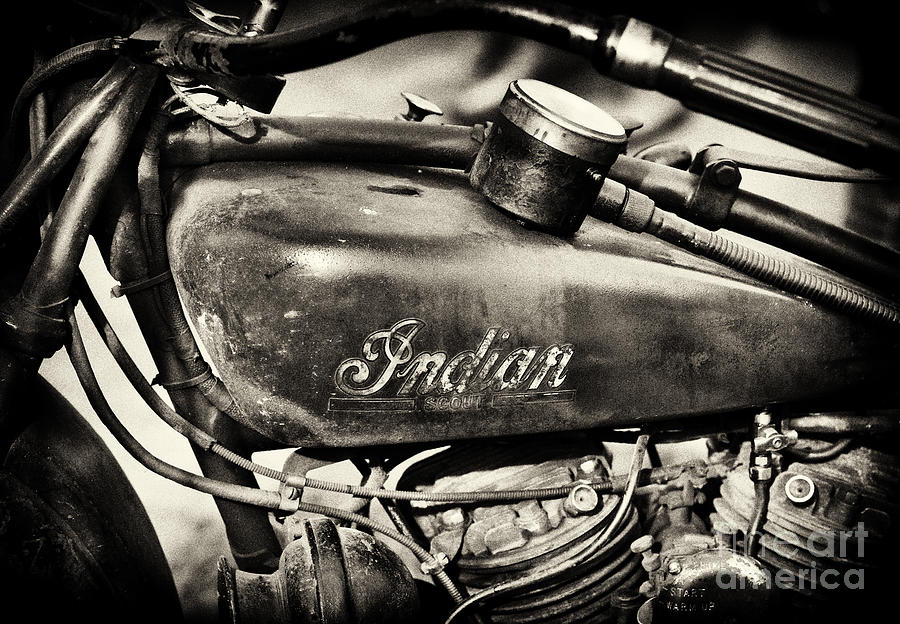 Motorcycle Photograph - Old Indian Scout Sepia by Tim Gainey