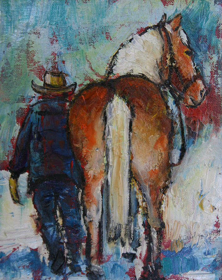 Old Jake and Horse Painting by Carol Jo Smidt