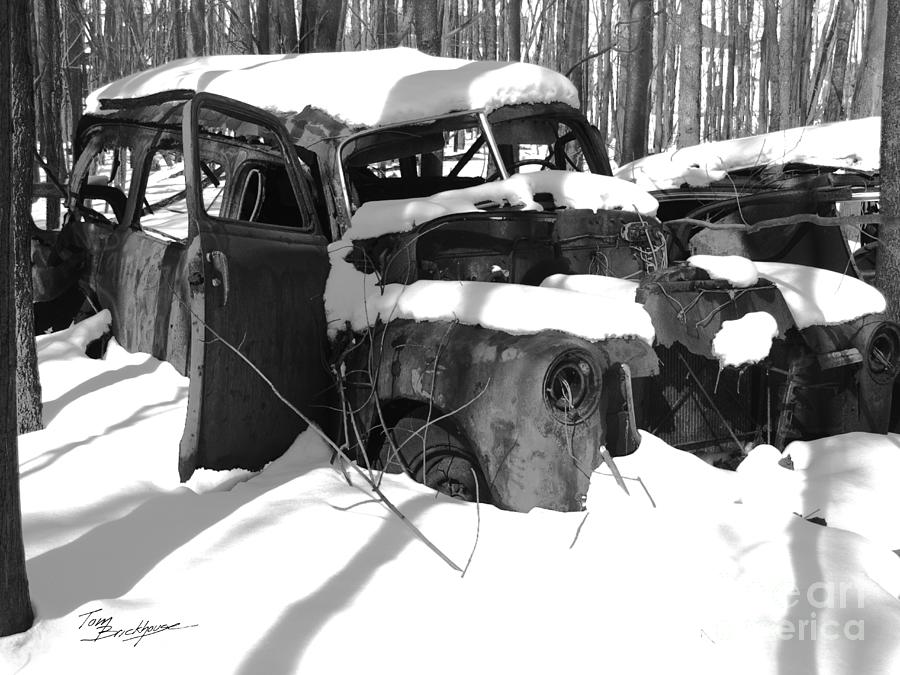 Old Junked Truck in Snow Photograph by Tom Brickhouse
