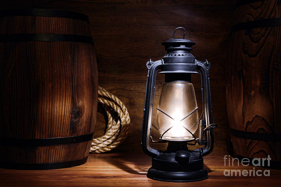 Vintage Photograph - Old Kerosene Lantern by Olivier Le Queinec
