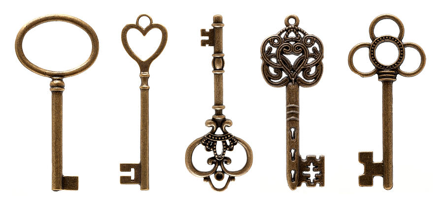 Old Keys (clipping path all) isolated on white background Photograph by Hudiemm