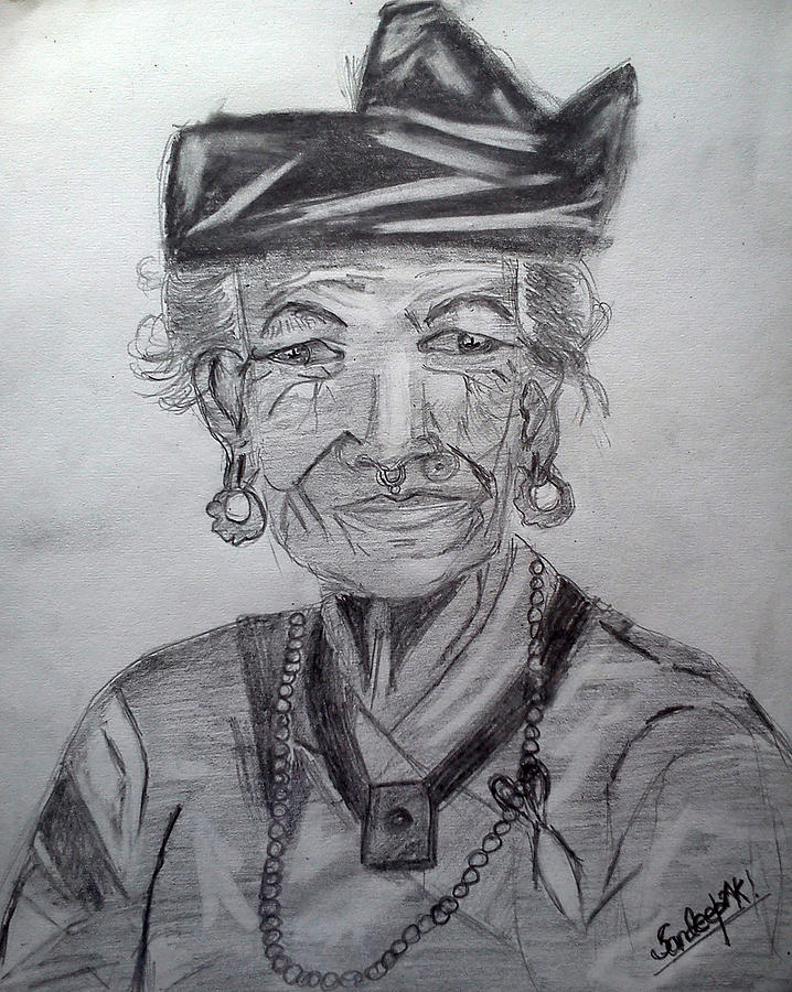 Old Lady Drawing by Sandeep Adhikari