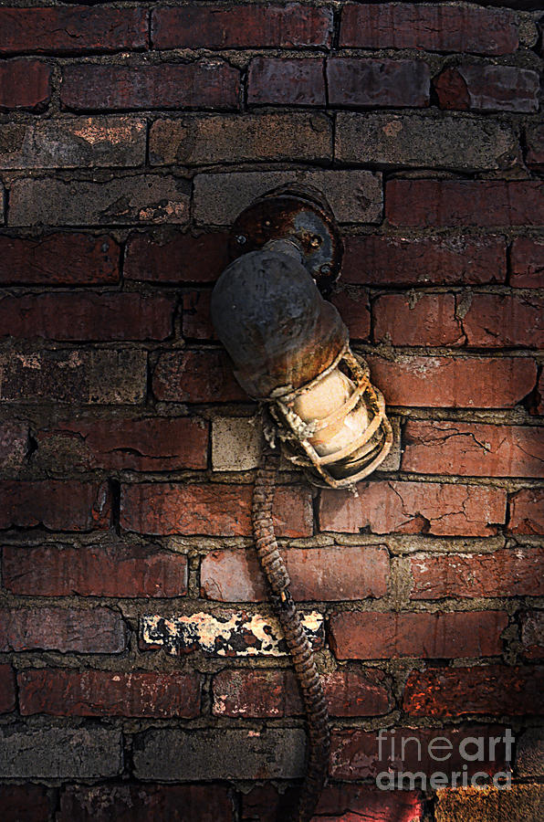 Old Light Fixture on Bricks Photograph by Jill Battaglia