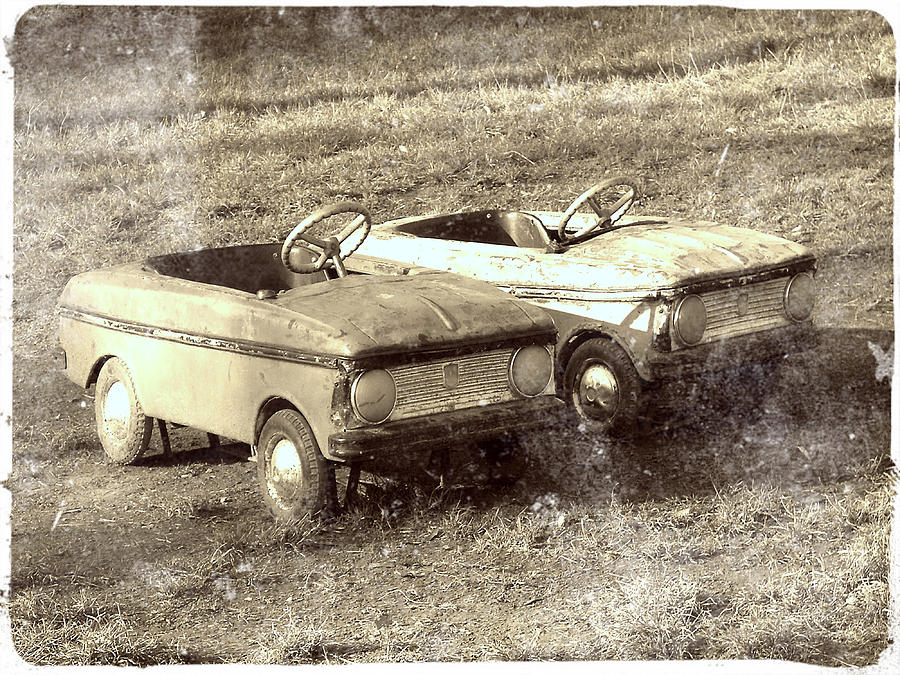 Vintage Photograph - Old little cars by Sara Joy