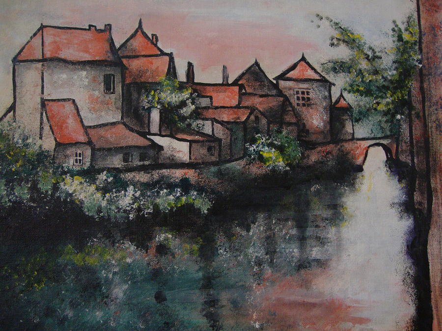 Village Painting - Old little village by Jorge Parellada
