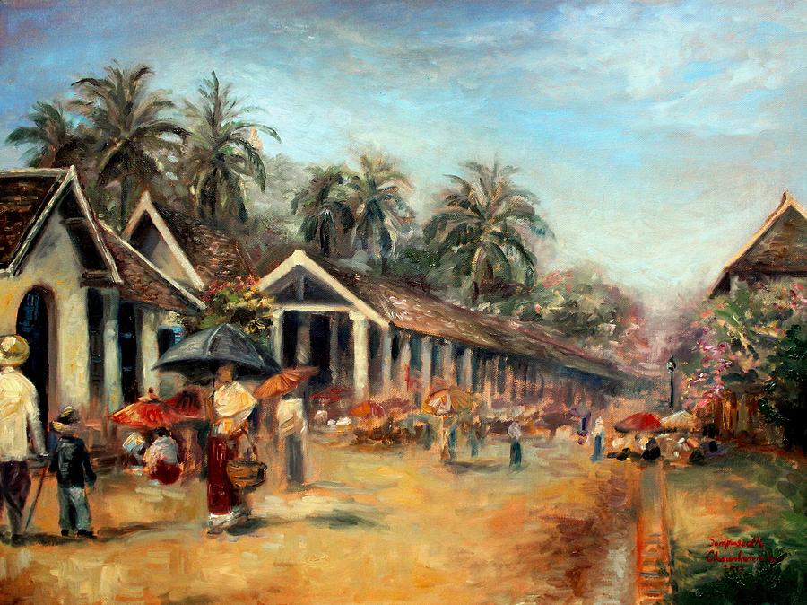 Old Luang Prabang Painting by Sompaseuth Chounlamany