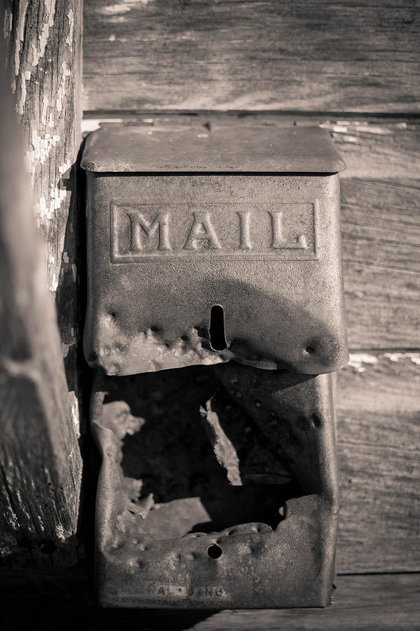 Black And White Photograph - Old Mail Box by Hillis Creative