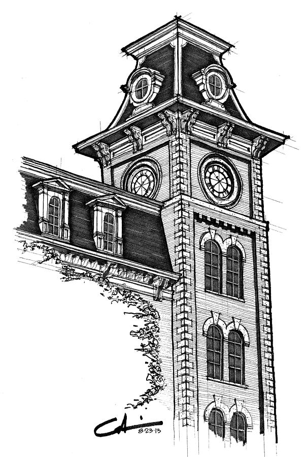Old Main Drawing by Calvin Durham