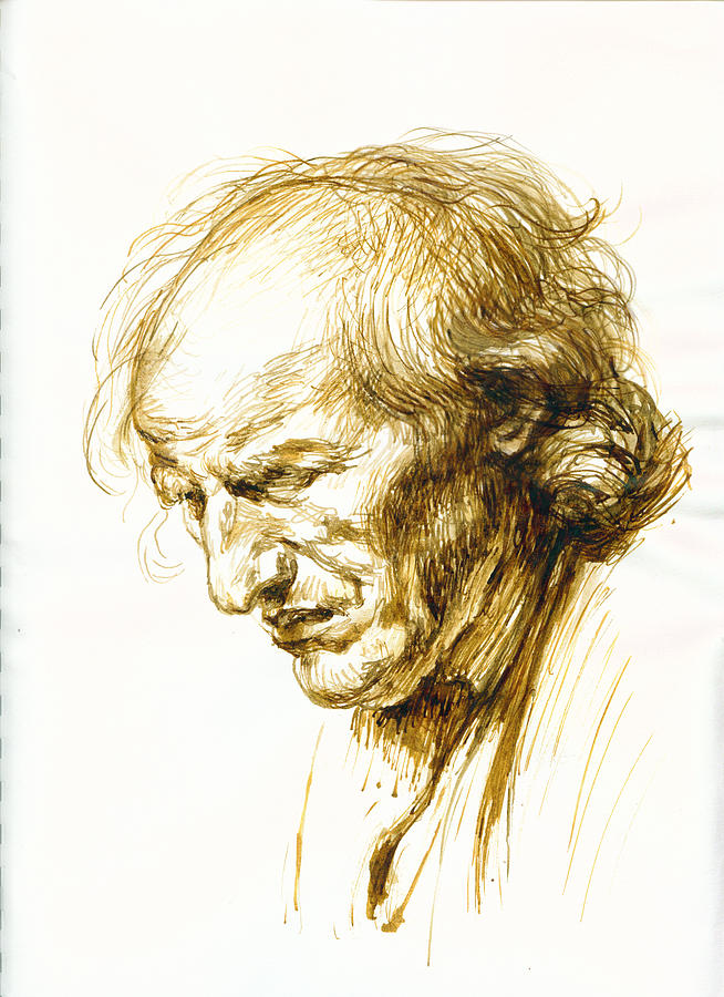 Portrait Drawing - Old Man after Greuze by Felix Freudzon