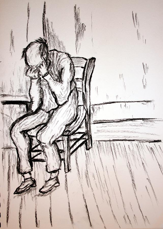 Old Man In Sorrow Drawing by Paul Morgan