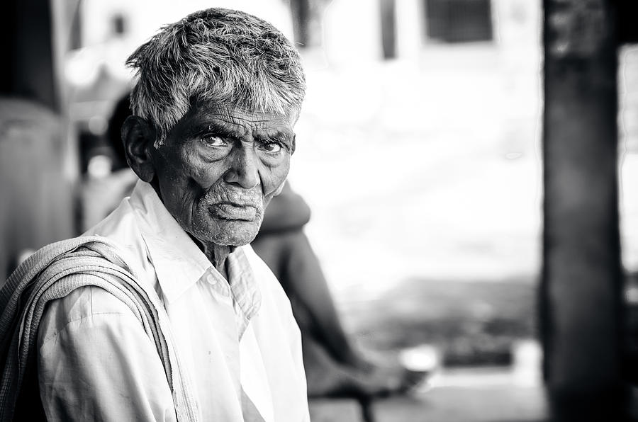 Black And White Photograph - Old Man by Rajiv Karanam