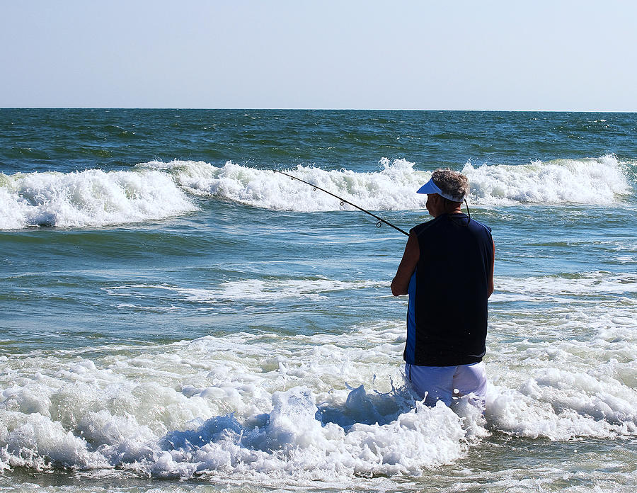 Old Man Sea Fishing at myrtle beach Photograph by Flees Photos