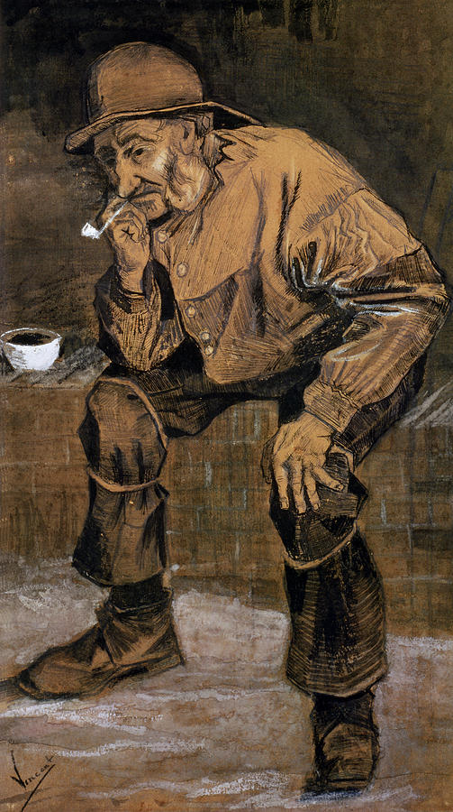 Old Man With A Pipe, 1883 Drawing by Vincent van Gogh