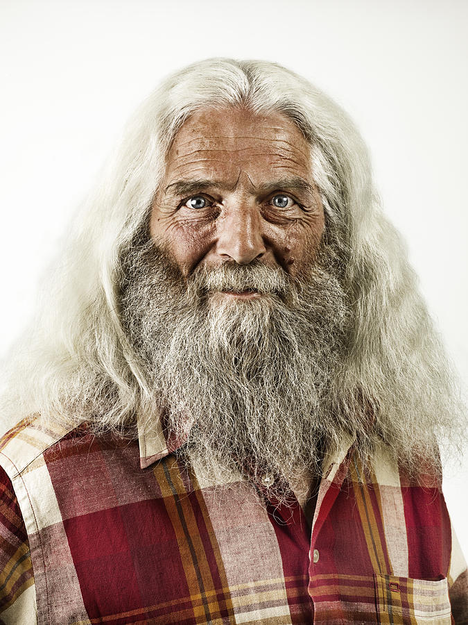 Old Man With Beard & Long White Hair Photograph by SarahLen