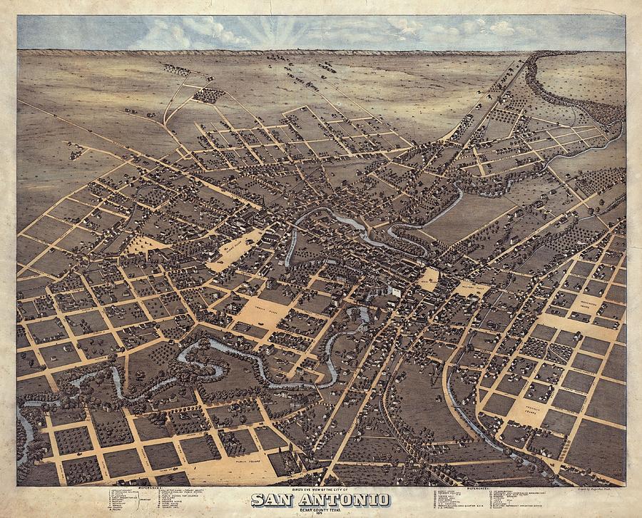 Old Map of San Antonio Texas 1873 Photograph by Suzanne Powers