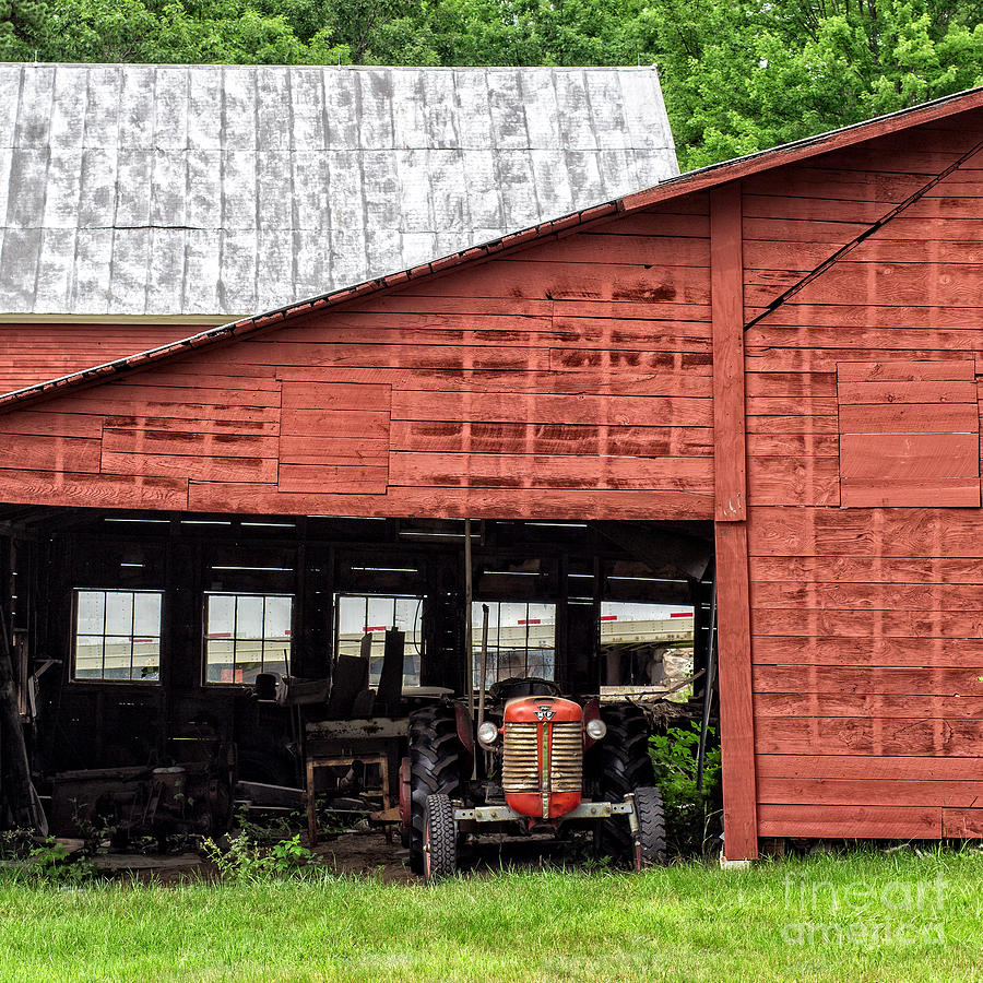 Old Massey Ferguson Red Tractor in Barn Photograph by Edward Fielding ...