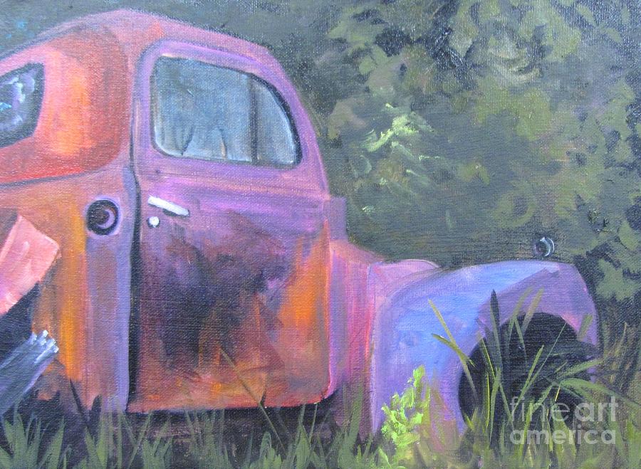 Old  Mauve Truck  Painting by Barbara Haviland