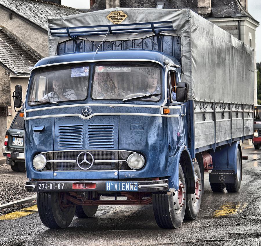 Old blue Mercedes european cabover show truck in France Photograph by Mick Flynn