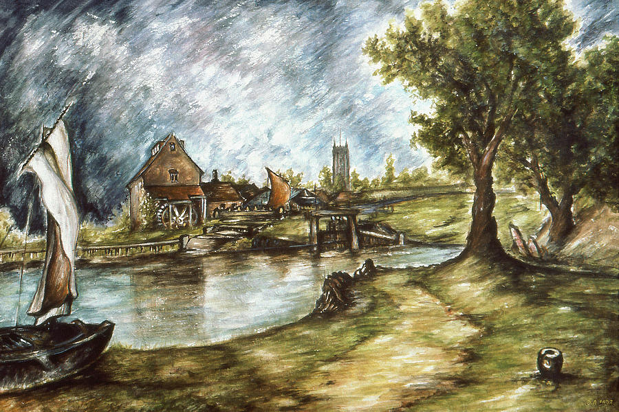 Old Mill by the Water - Impressionistic Landscape Painting by Peter Potter