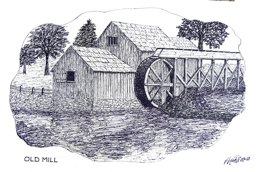 Old Mill Drawing by Frederic Kohli Fine Art America