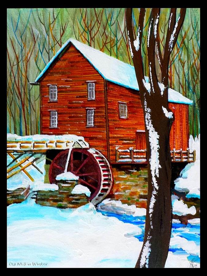 Old Mill in Winter Painting by Jim Harris