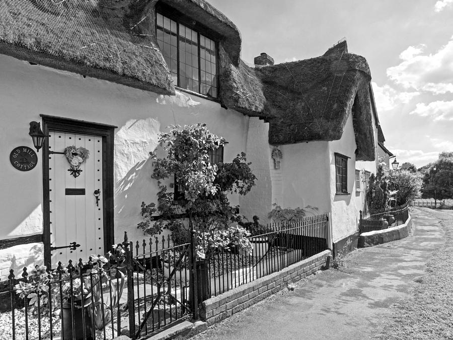 Old Mill Thatched Cottage BW Photograph by Gill Billington